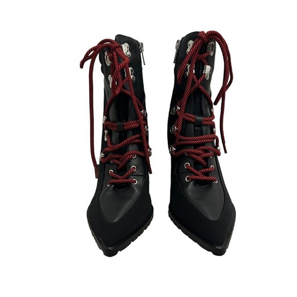 Steve Madden Shoes - Steve Madden Black Karey Leather Pointed Toe Lace-up Boots Size 8